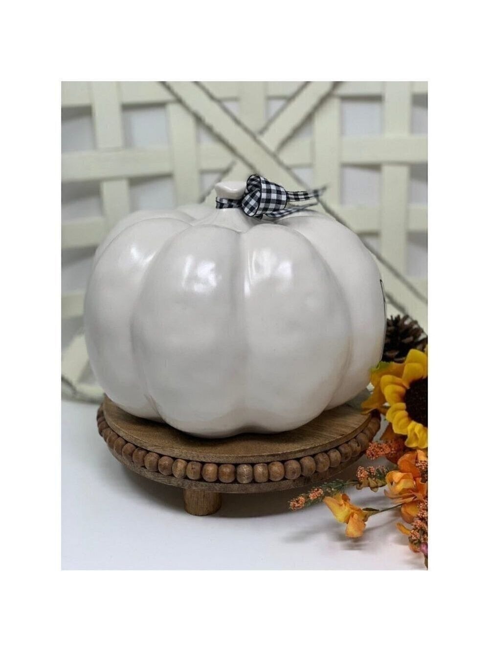 Rae Dunn Pumpkin BLESSED 8in Autumn Ceramic White Fall Holiday Decor LL Magenta - Picture 6 of 7